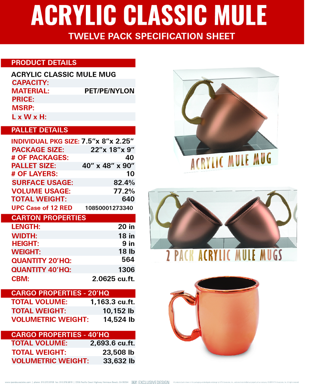 acrylic moscow mule mug sell sheet