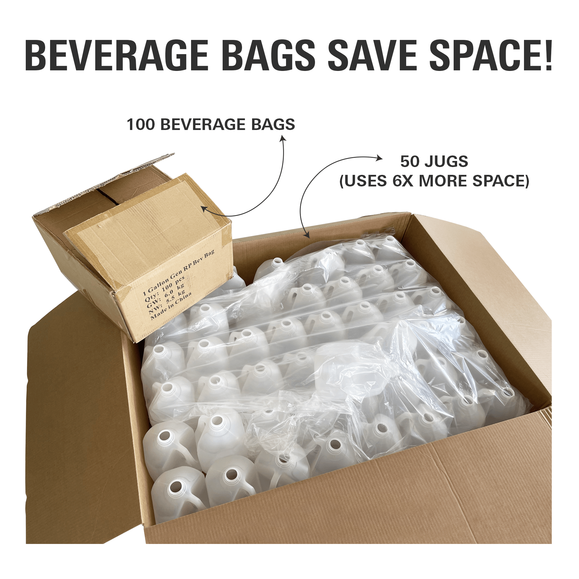 beverage bags save space