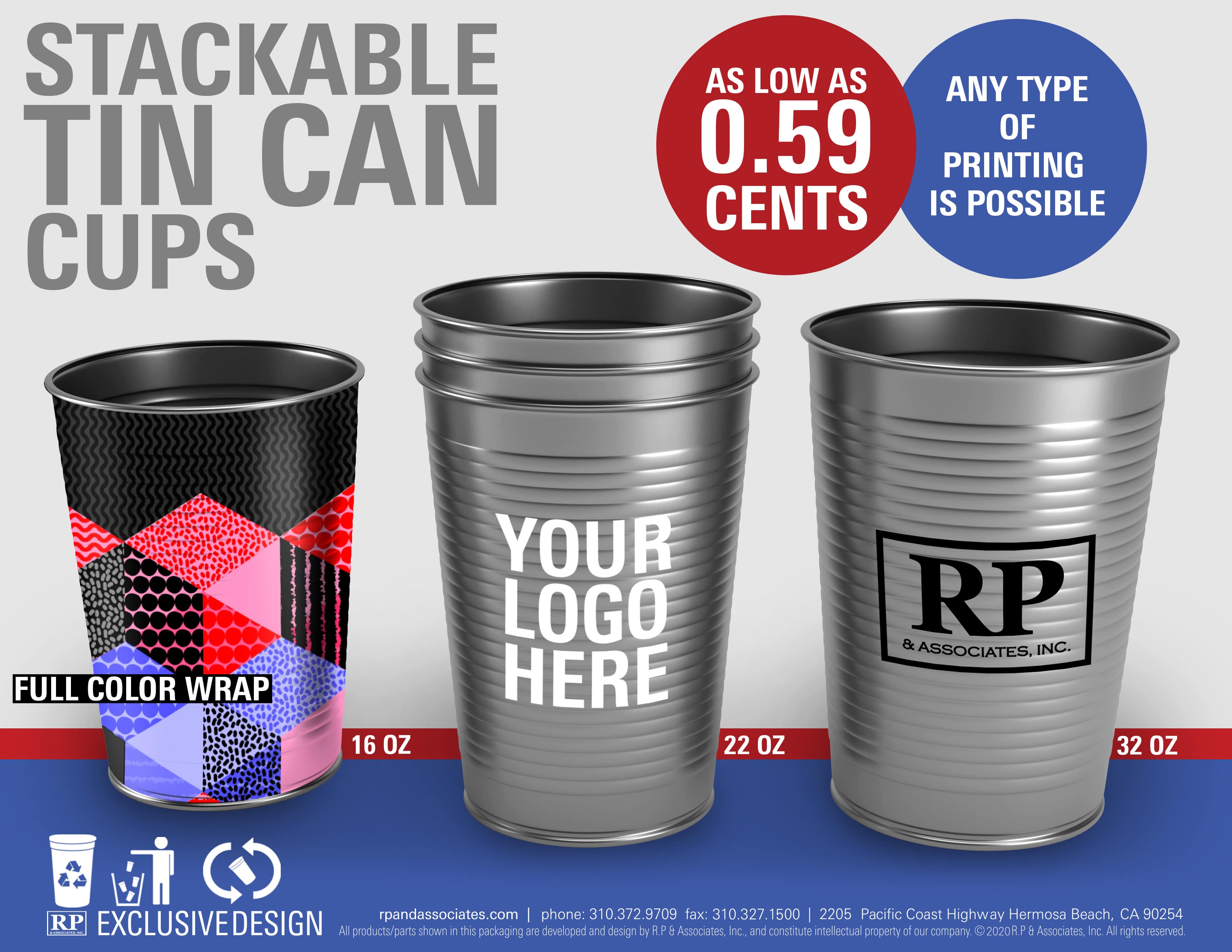 stackable tin can cups